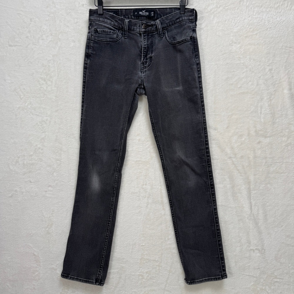 Hollister Slim Straight Jeans Womens 29x32 Black Advanced Stretch Faded Denim